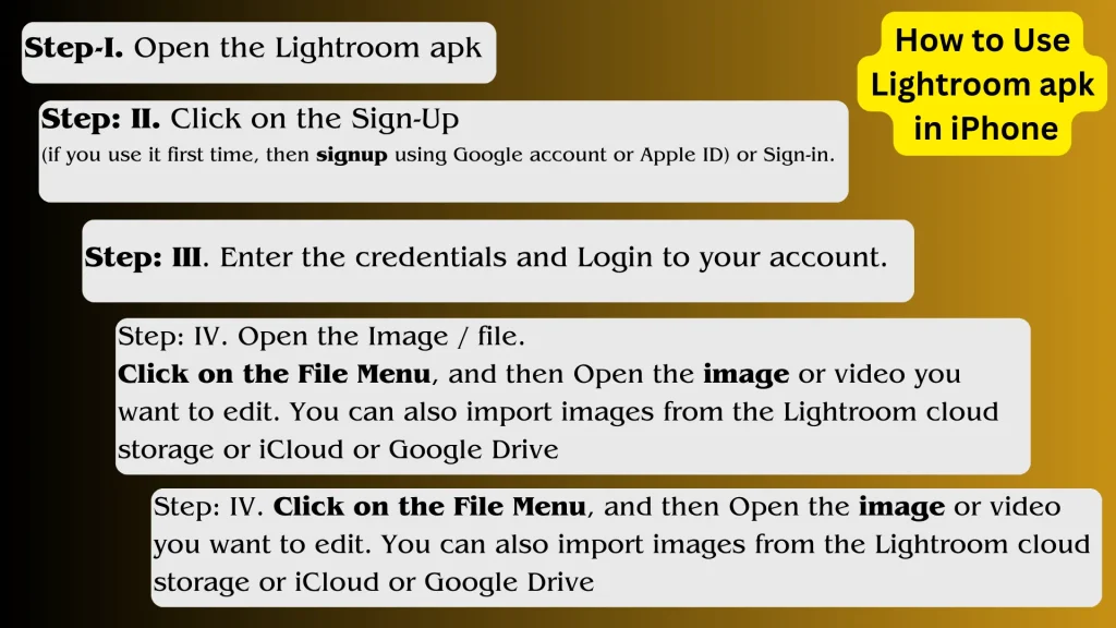 How tu use Lightroom in iphone